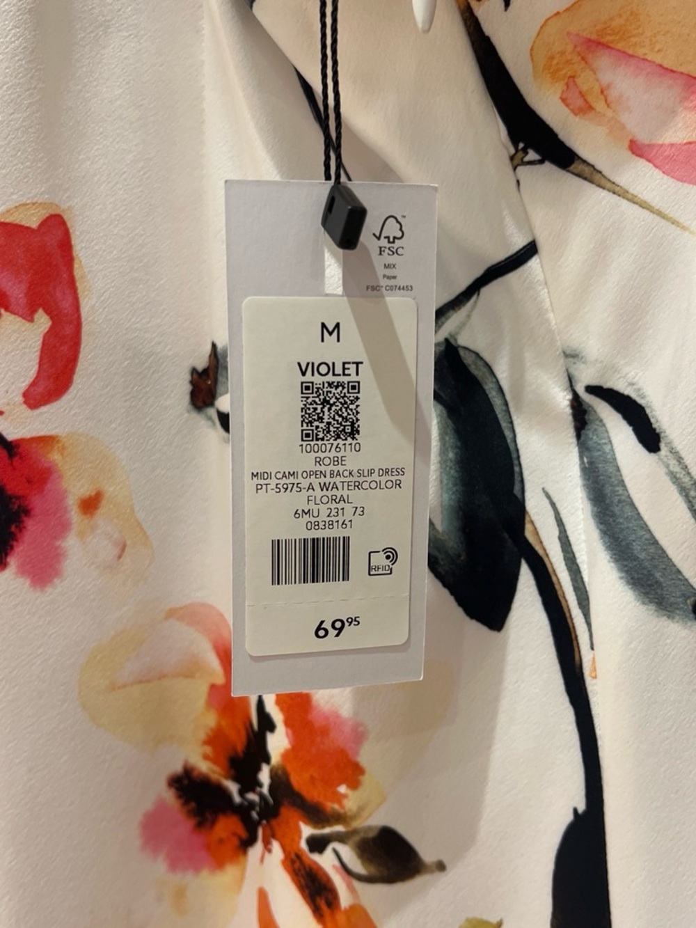 Dynamite White Midi Dress with Pink, Red & Orange Floral Print - Picture 5 of 5